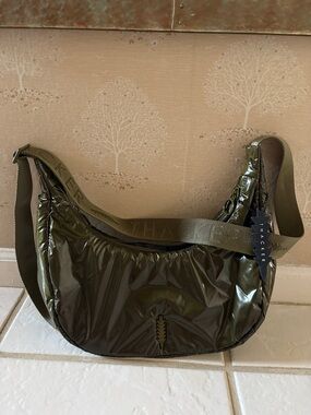 Thacker Olive Green Crescent Shoulder Bag
